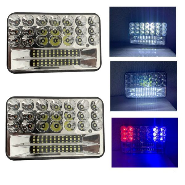 Faro De 45 Leds Blanco Alta Y Baja Con Estrobo Rojo-azul