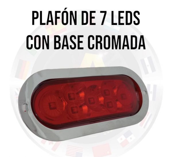 Plafón De 7 Leds Con Base Cromada 12 V Rojo 3 Funciones - Image 2