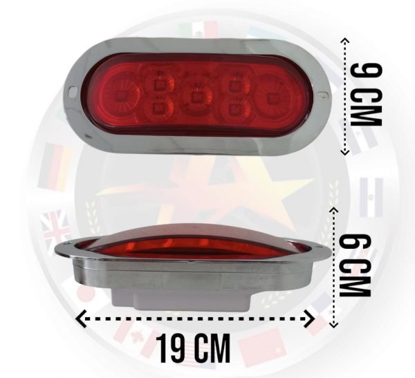 Plafón De 7 Leds Con Base Cromada 12 V Rojo 3 Funciones - Image 4