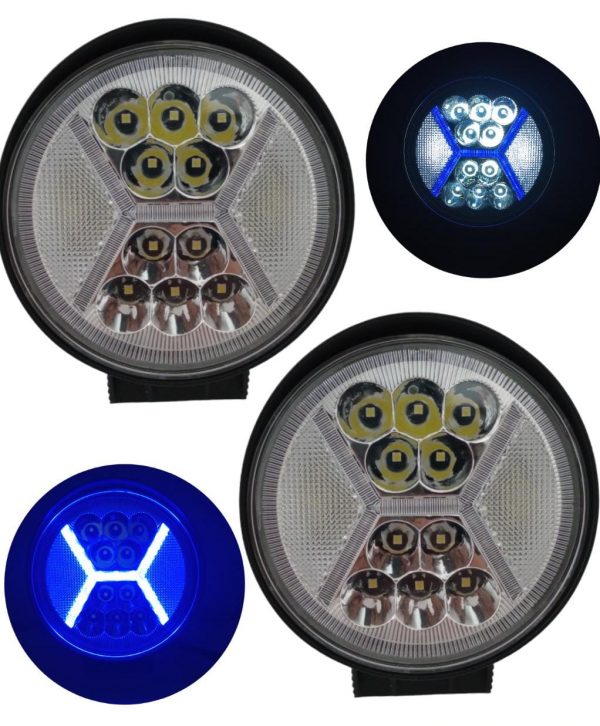 Faro Redondo Con 48 Leds 4 Funciones Azul/blanco