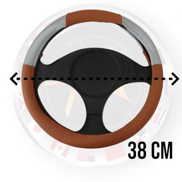 Funda De Volante Color: Cafe/silver 38 Cm Auto - Image 3