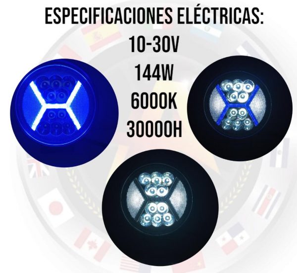 Faro Redondo Con 48 Leds 4 Funciones Azul/blanco - Image 3