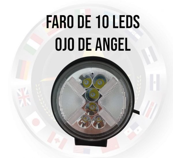 Faro Redondo De 10 Leds Ojo De Angel Y Cruz Ambar - Image 4