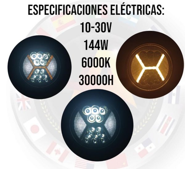 Faro Redondo Con 48 Leds 4 Funciones Ambar/blanco - Image 2