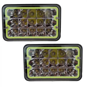 Faro Unidad De 15 Leds Luz Alta,baja Y Cuartos En Verde