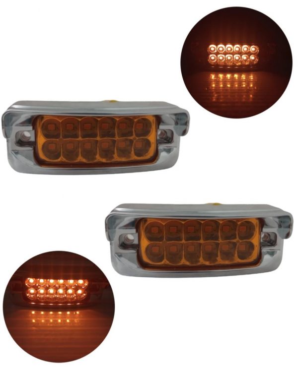 Plafón De 12 Leds Con Visera Ámbar Luz Fija Y Estrobo