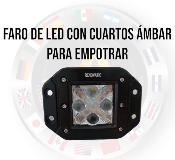 Faro 4 Led Auxiliar Lupa Cruz Cob Empotrable Ambar / Blanco - Image 3