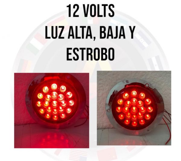 Plafón De 21 Leds Con Base Cromada 12 V Rojo 3 Funciones - Image 3