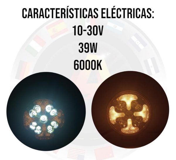 Faro Redondo De 15 Leds 10-30v 39w Blanco / Ambar - Image 2