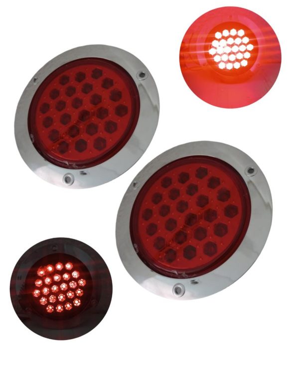 Plafón Redondo De 24 Leds 12v Rojo