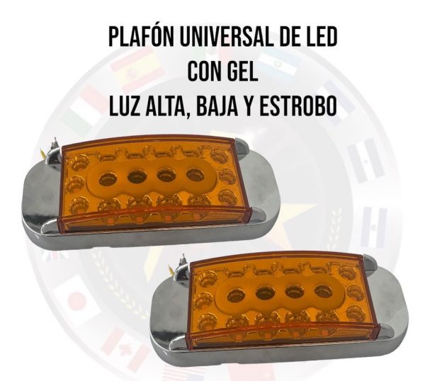 Plafón Rectangular De 18 Leds Ambar 12-24v 3 Funciones - Image 3