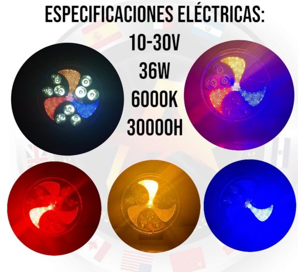 Faro Redondo Con 9 Leds Rgb 4 Funciones - Image 4