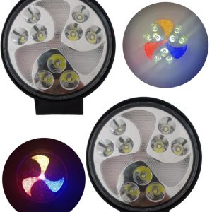 Faro Redondo Con 9 Leds Rgb 4 Funciones