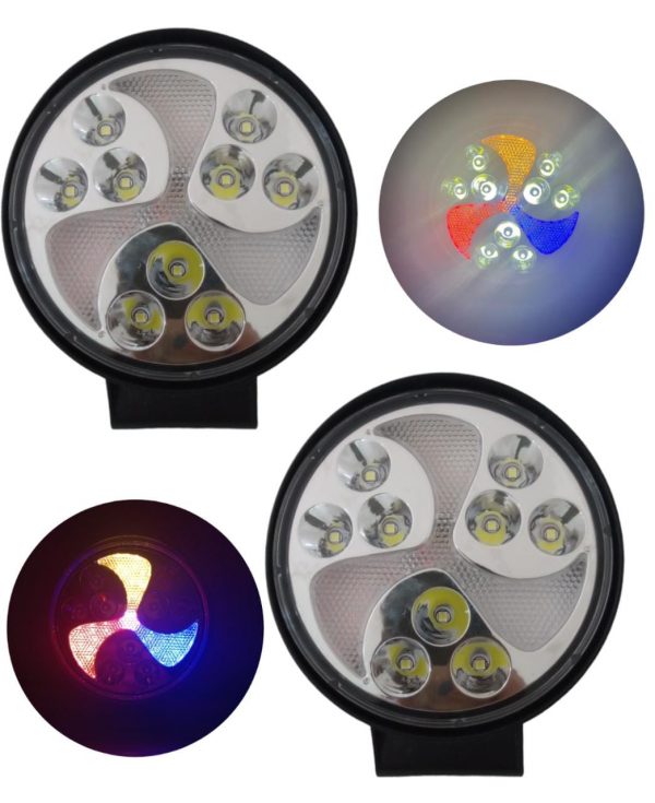 Faro Redondo Con 9 Leds Rgb 4 Funciones