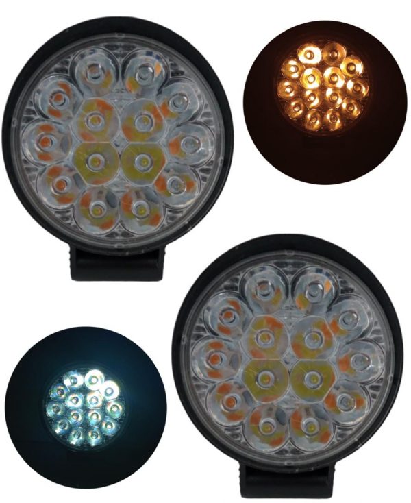 Faro Redondo De 14 Led Con 5 Funciones Ambar / Blanco