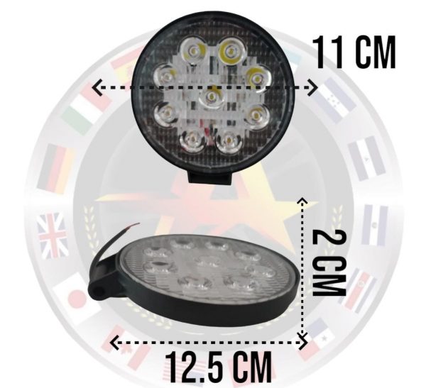 Faro Redondo De 9 Leds Alta Intensidad Con Estrobo 12-80v - Image 2