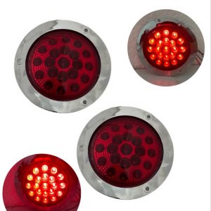 Plafón De 21 Leds Con Base Cromada 12 V Rojo 3 Funciones
