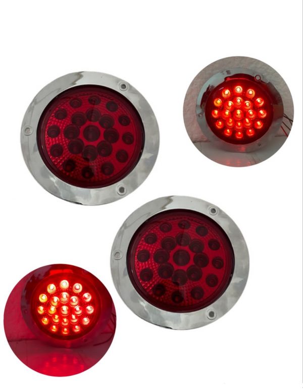 Plafón De 21 Leds Con Base Cromada 12 V Rojo 3 Funciones