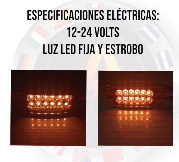 Plafón De 12 Leds Con Visera Ámbar Luz Fija Y Estrobo - Image 3