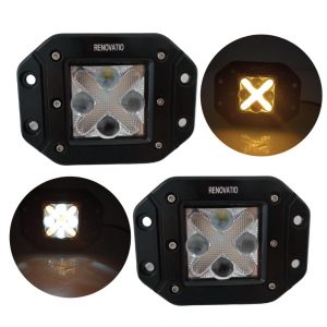 Faro 4 Led Auxiliar Lupa Cruz Cob Empotrable Ambar / Blanco