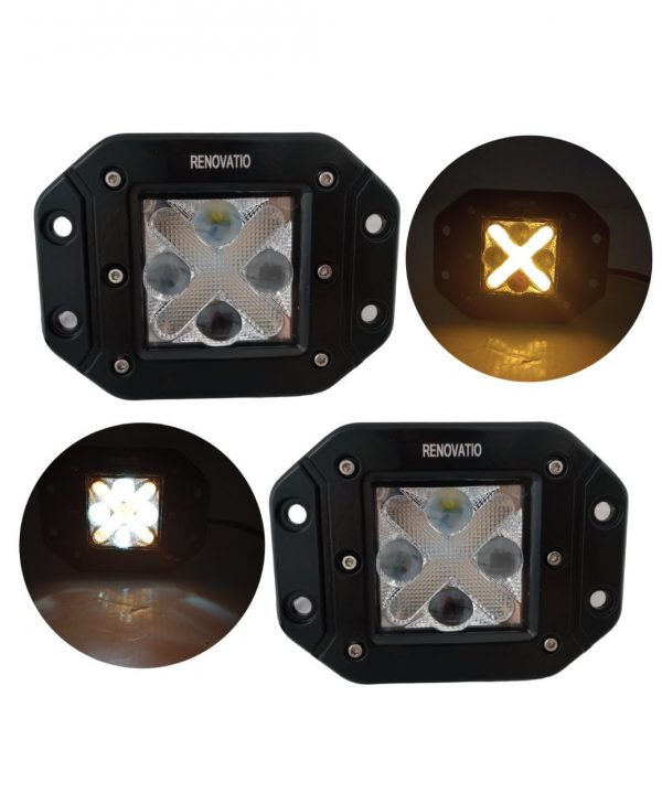 Faro 4 Led Auxiliar Lupa Cruz Cob Empotrable Ambar / Blanco