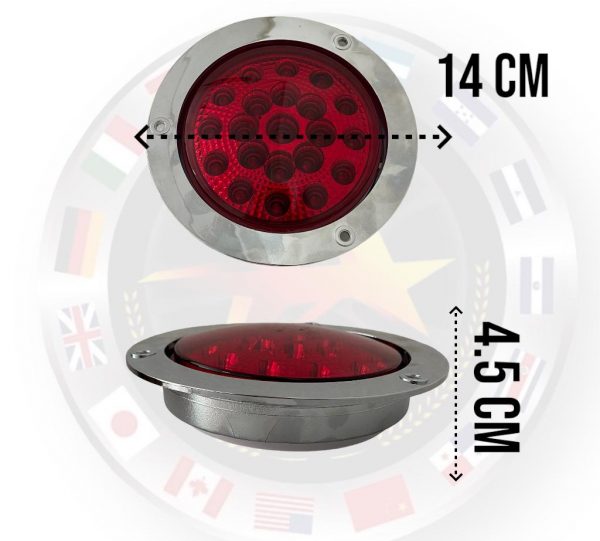 Plafón De 21 Leds Con Base Cromada 12 V Rojo 3 Funciones - Image 4