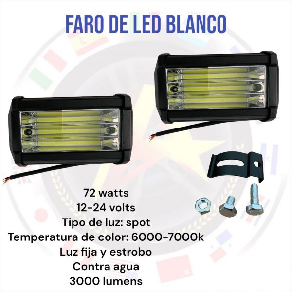 Faro De Leds Blanco Fijo Y Estrobo Luz Spot - Image 2