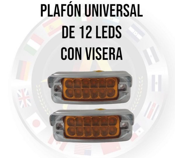 Plafón De 12 Leds Con Visera Ámbar Luz Fija Y Estrobo - Image 2