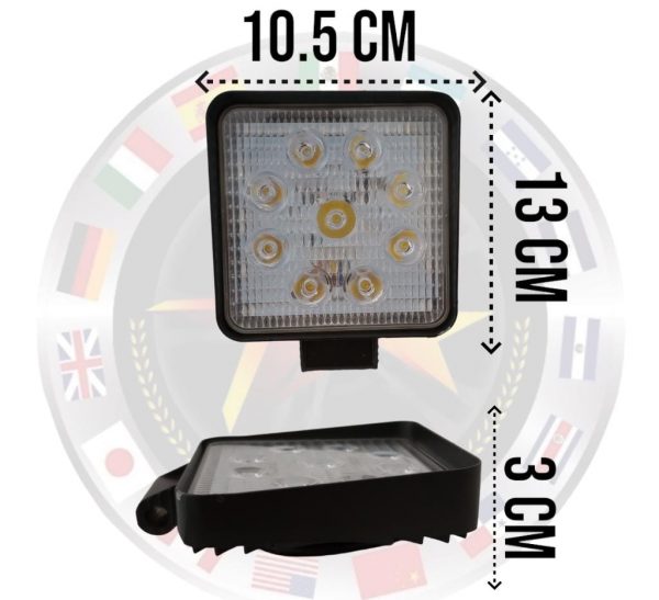 Faro Cuadrado De 9 Leds Con Ojo De Ángel 10-30v 27w - Image 3