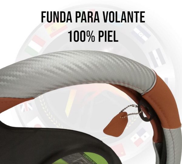 Funda De Volante Color: Cafe/silver 38 Cm Auto - Image 2