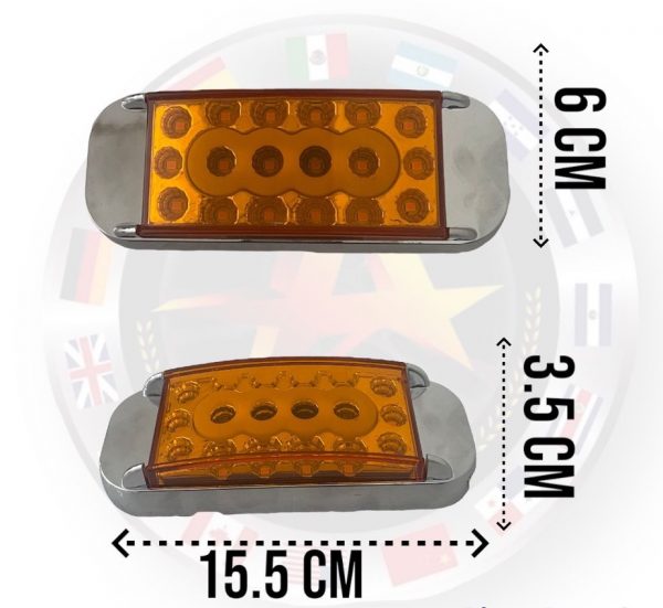 Plafón Rectangular De 18 Leds Ambar 12-24v 3 Funciones - Image 2