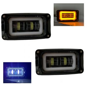 Faro De 2 Leds Blanco Fijo Y Estrobo Arillo Ambar Por Par