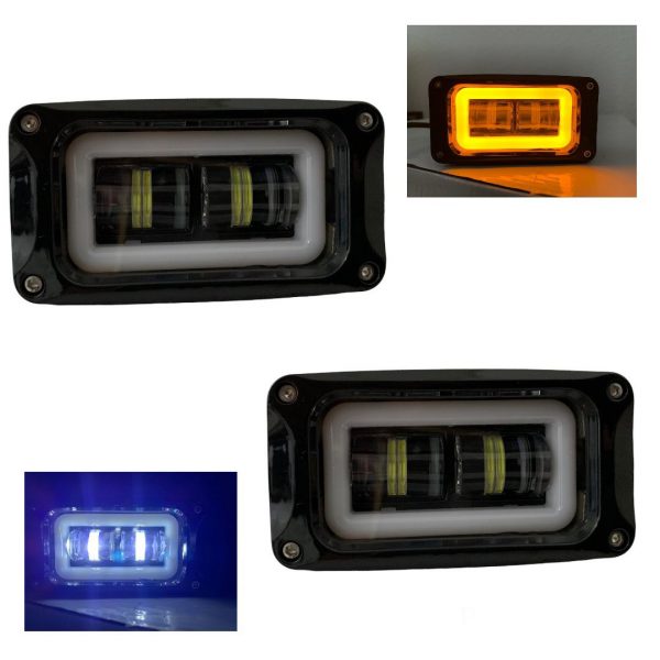 Faro De 2 Leds Blanco Fijo Y Estrobo Arillo Ambar Por Par