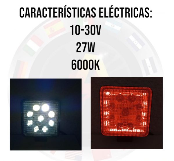 Faro Cuadrado De 9 Leds Con Ojo De Ángel 10-30v 27w - Image 4