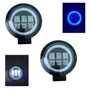 Faro Redondo 3 Leds Blanco Fijo Y Estrobo Arillo Azul