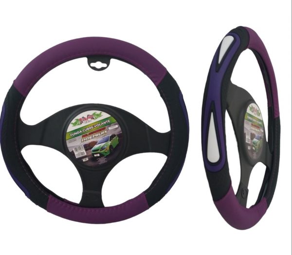 Funda De Volante Color Negro/morado Para Autos