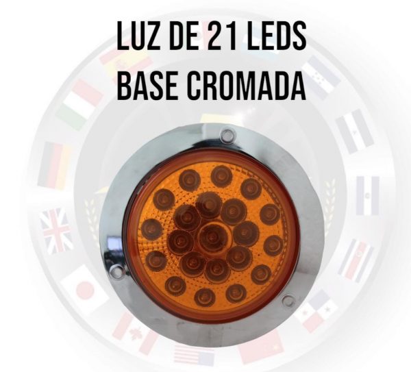 Plafón De 21 Leds Con Base Cromada 12 V Ambar 3 Funciones - Image 2