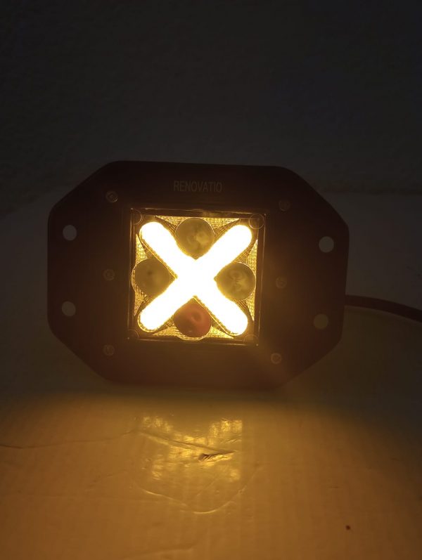 Faro 4 Led Auxiliar Lupa Cruz Cob Empotrable Ambar / Blanco - Image 5
