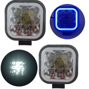 Faro Cuadrado De 9 Leds 10-30v Cuartos En Azul