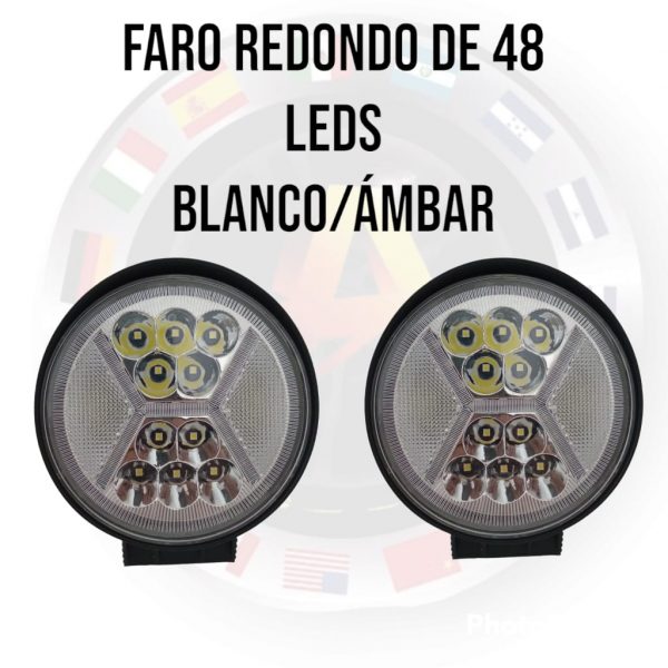 Faro Redondo Con 48 Leds 4 Funciones Ambar/blanco - Image 4
