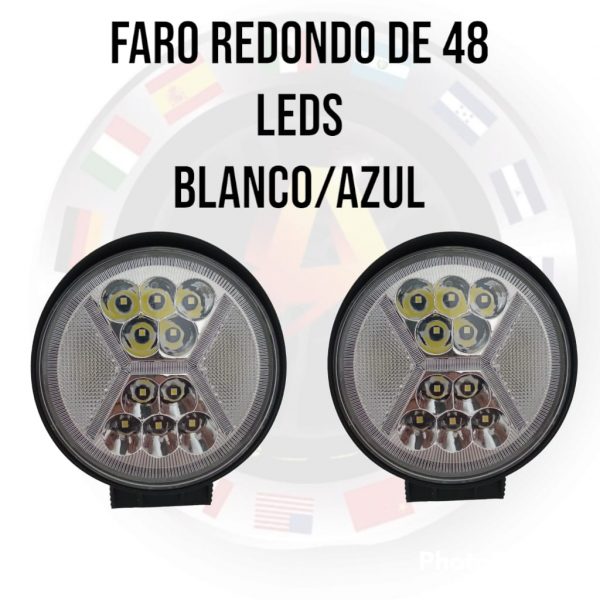 Faro Redondo Con 48 Leds 4 Funciones Azul/blanco - Image 4