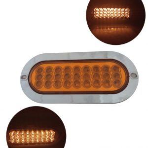 Plafón Ovalado 27 Leds Con Base Cromada 12-24v Ambar