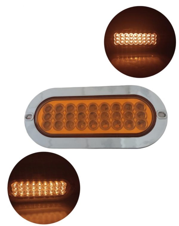Plafón Ovalado 27 Leds Con Base Cromada 12-24v Ambar
