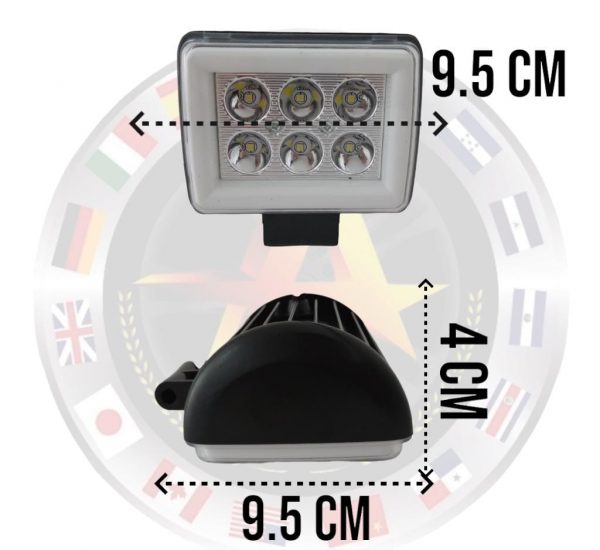 Faro Rectangular De 6 Leds Con Anillo Ambar 12v - Image 4