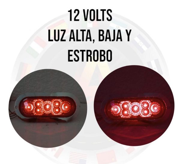 Plafón De 7 Leds Con Base Cromada 12 V Rojo 3 Funciones - Image 3