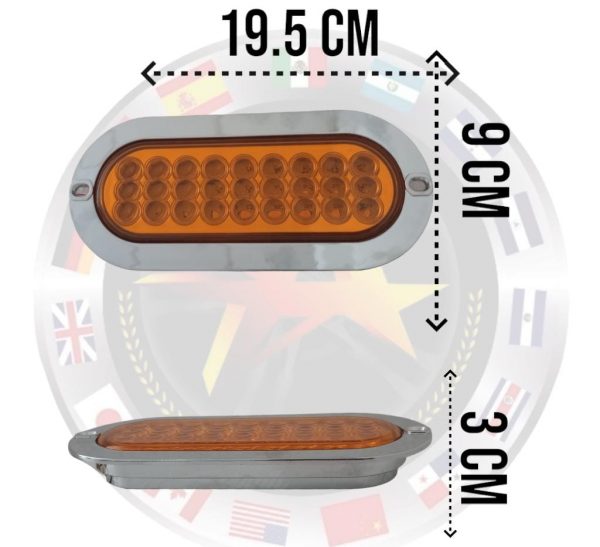Plafón Ovalado 27 Leds Con Base Cromada 12-24v Ambar - Image 4