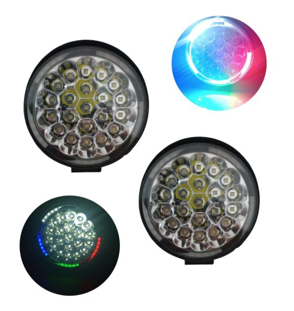 Faro Redondo De 21 Leds Blanco, Anillo De Colores