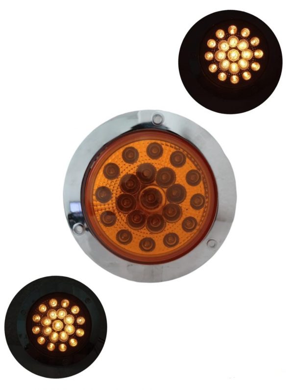 Plafón De 21 Leds Con Base Cromada 12 V Ambar 3 Funciones