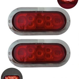 Plafón De 7 Leds Con Base Cromada 12 V Rojo 3 Funciones