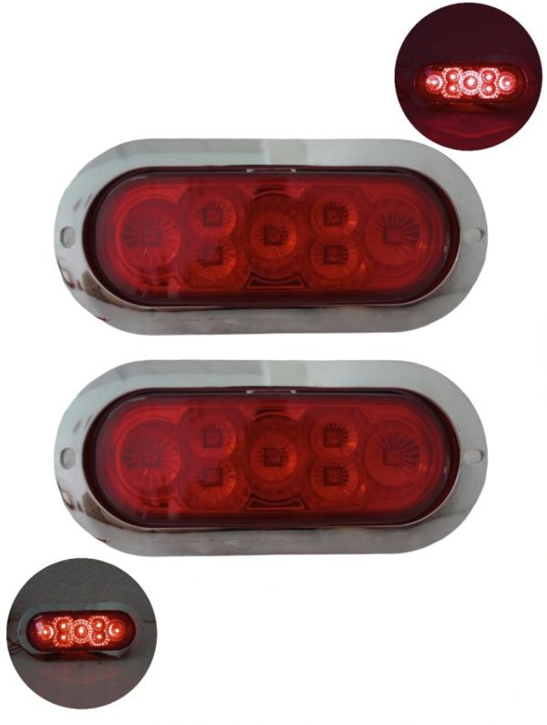 Plafón De 7 Leds Con Base Cromada 12 V Rojo 3 Funciones